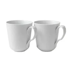 Royal Copenhagen Hvid Riflet Krus - 2 Stk.