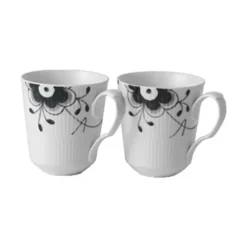 Royal Copenhagen Sort Mega Riflet Krus - 2 Stk.