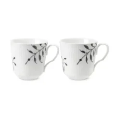 Royal Copenhagen Sort Mega Riflet Krus - 2 Stk.