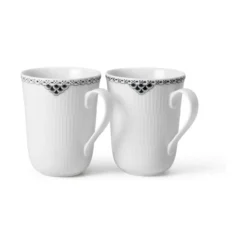 Royal Copenhagen Sort Riflet Blonde Krus - 2 Stk.