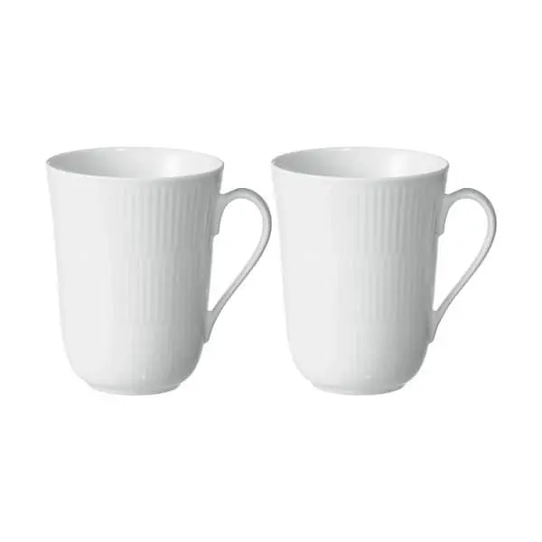 Royal Copenhagen Hvid Riflet Krus - 2 Stk.